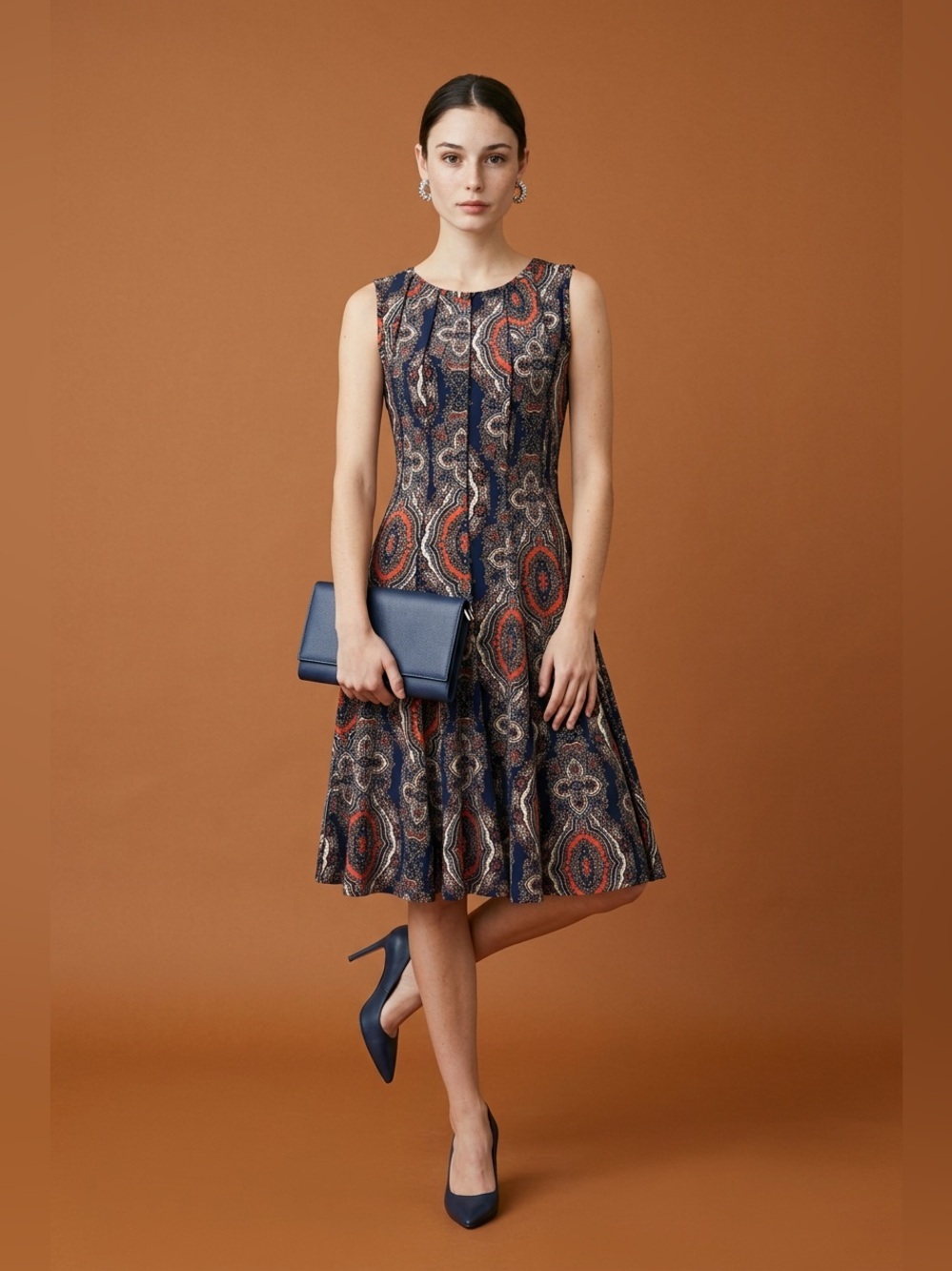 Haani Sleeveless Paisley Fit-and-Flare Dress